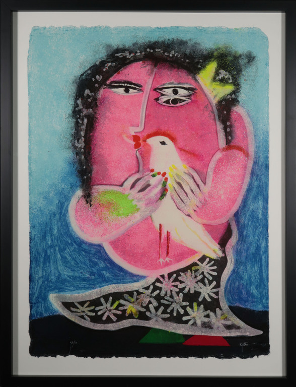 Juan Garcia Ripolles: Zeefdruk, Witte Duif - Ingelijst kopen? Bied vanaf 150!