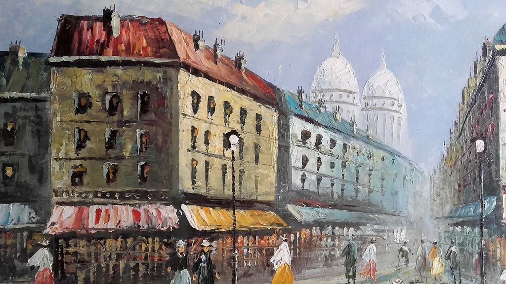 Burnett - Straatscene Parijs - Gesigneerd - 20e eeuw kopen? Bied vanaf 75!