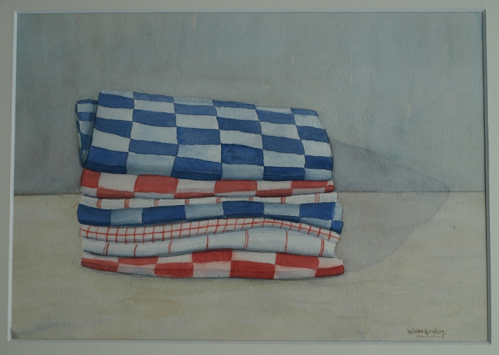 Wytske van Keulen : Aquarel , Theedoeken – gesigneerd & ingelijst verkocht voor € 60!