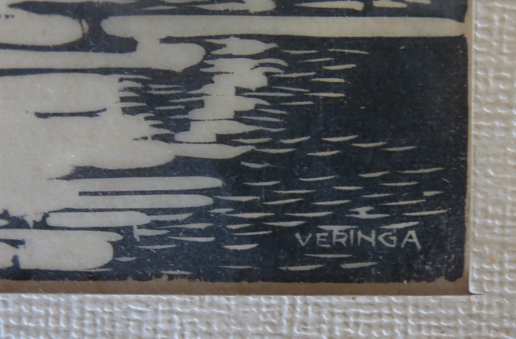 Twee geitjes: 1x lino Jan Veringa + 1x ets (onbekend gesigneerd) - Ingelijst kopen? Bied vanaf 20!