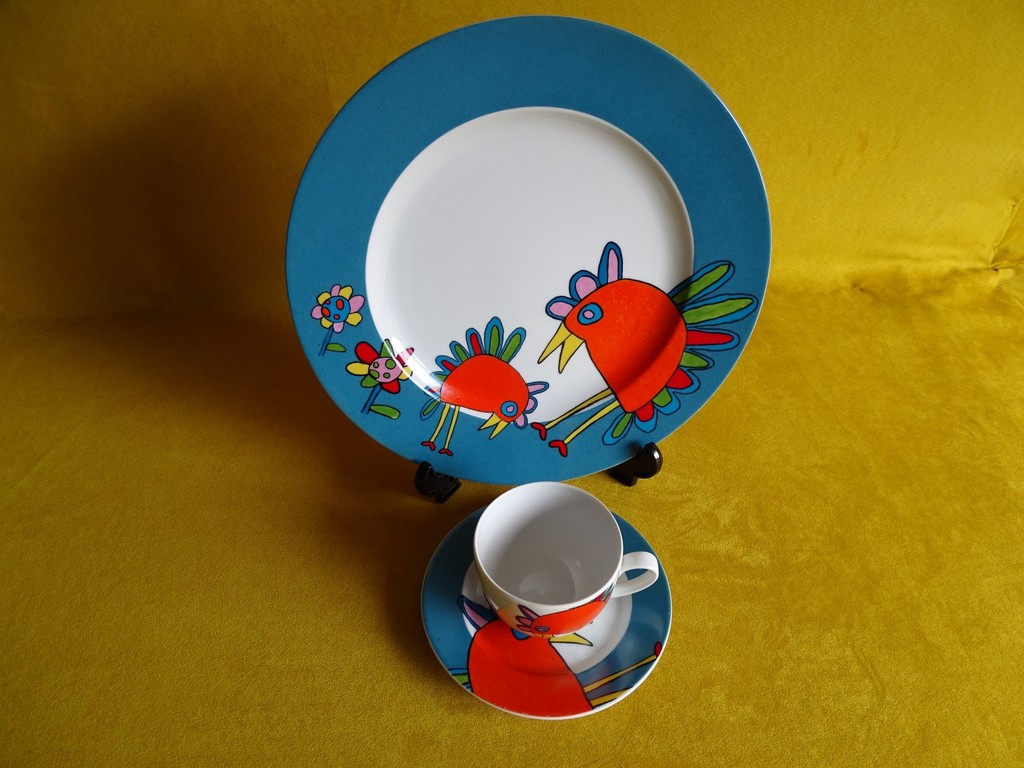 Ria Le Maitre, porselein bord, kop en schotel, De Smaak van Kunst  kopen? Bied vanaf 1!