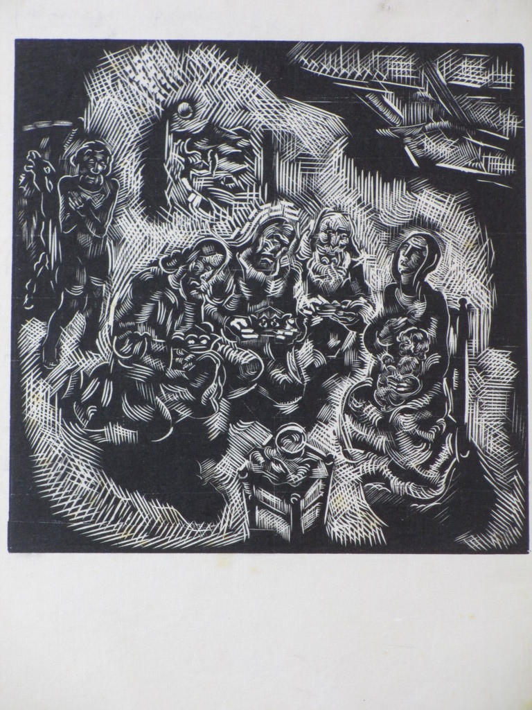 Jaap Weyand, De Heilige Familie, Houtsnede verkocht voor € 35!