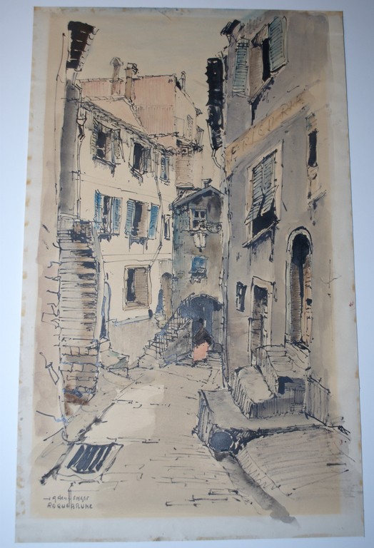 JAN den HENGST - Aquarel van Roquebrune, Z-Frankrijk verkocht voor € 50!