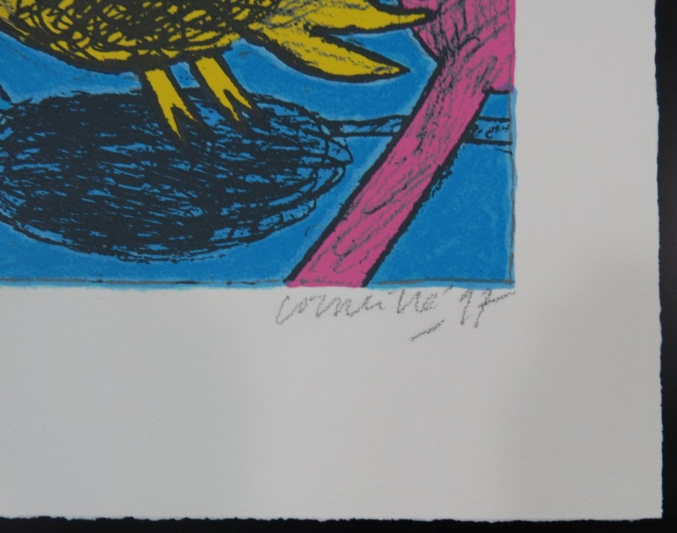 Corneille: Zeefdruk, Z.T. gele vogel kopen? Bied vanaf 70!