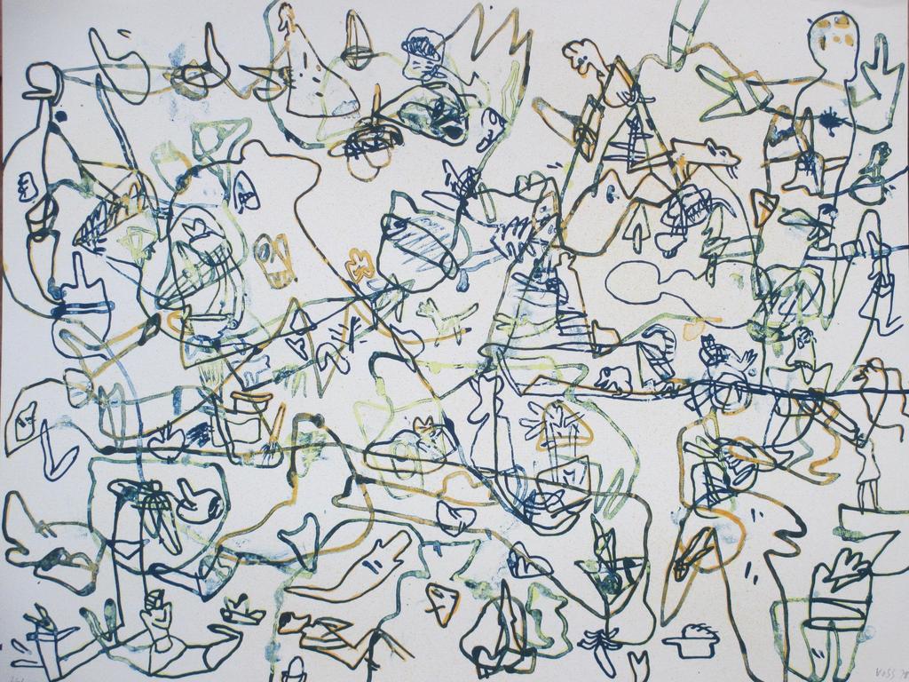 Jan Voss, Abstracte Compositie, Kleurenlitho kopen? Bied vanaf 40!
