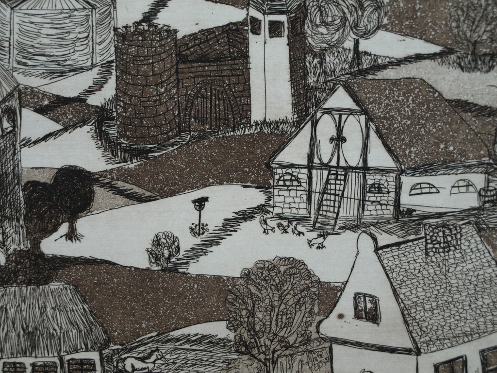 Onbekende kunstenaar : Ets en aquatint – Landschap met dorpje  kopen? Bied vanaf 1!