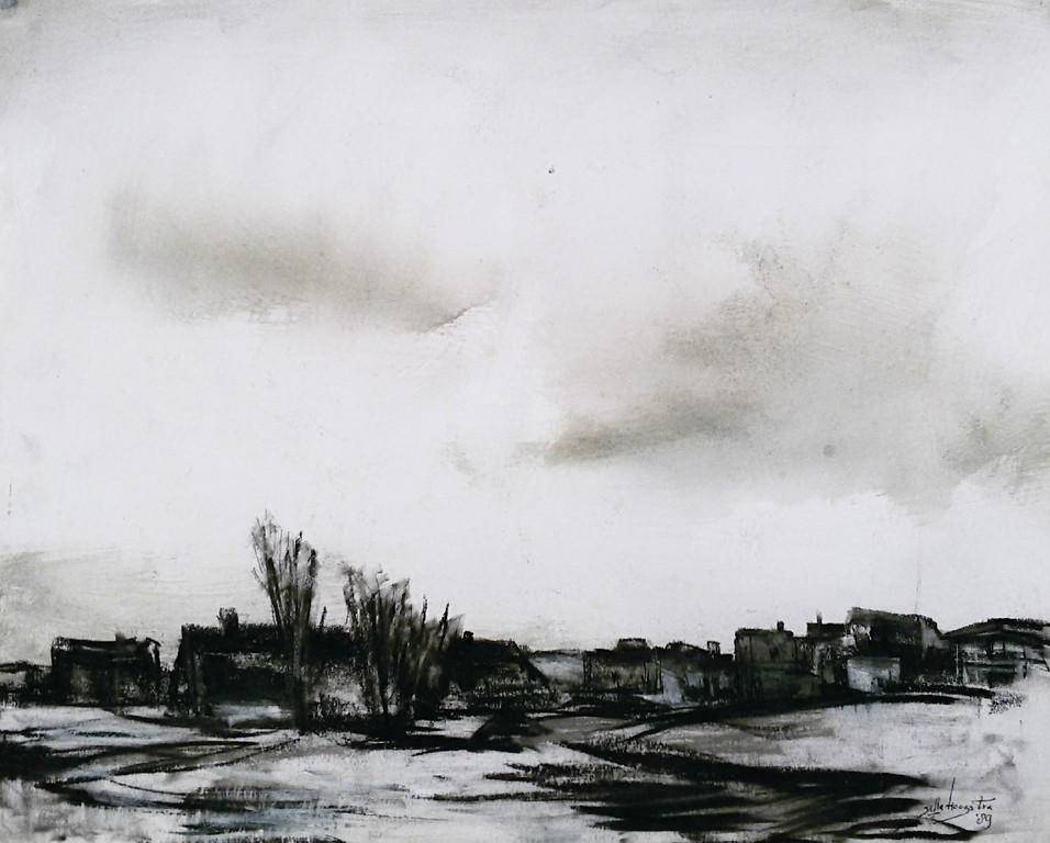 Jelle Hoogstra - Jelle Hoogstra - Nederzetting, gemengde techniek op papier kopen? Bied vanaf 75!