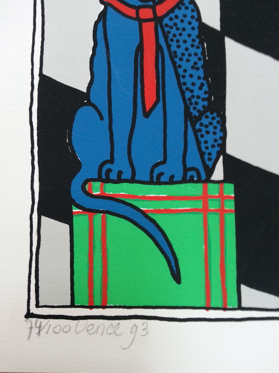 Cecile de Bruijn, zeefdruk op papier, titel:" le chat l' Arnold Schoenberg " kopen? Bied vanaf 30!
