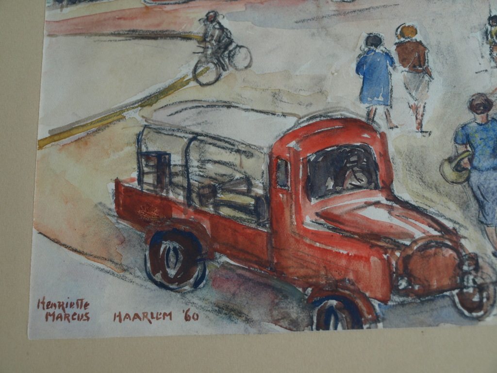 Henriëtte Marcus : Aquarel – Haarlem - Gesigneerd - Ingelijst - 1960  kopen? Bied vanaf 1!