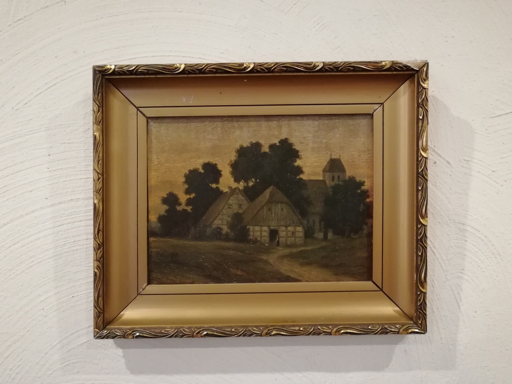 onbekend kunstenaar - olieverf op paneel - landelijk dorps zicht kopen? Bied vanaf 1!