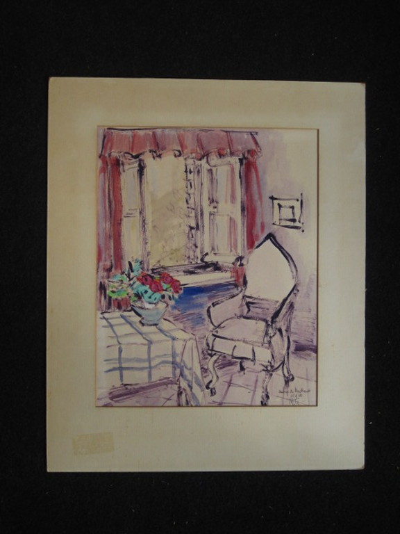 Kroatie Marko Trebotic vroeg expressionistische aquarel "interieur met bloemen"  kopen? Bied vanaf 1!