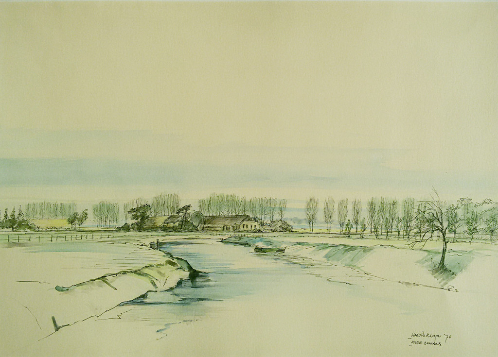 Harold Kleyn - Oudeschans, gemengde techniek op papier verkocht voor € 35!