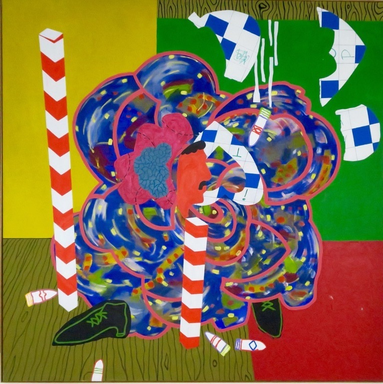 Peter Fengler: Acryl op doek, Nerveux - Ingelijst (Zeer groot: 2m x 2m) verkocht voor € 65!