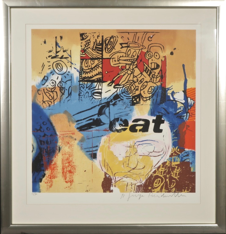 George Heidweiller: Zeefdruk, Eat - Ingelijst kopen? Bied vanaf 40!