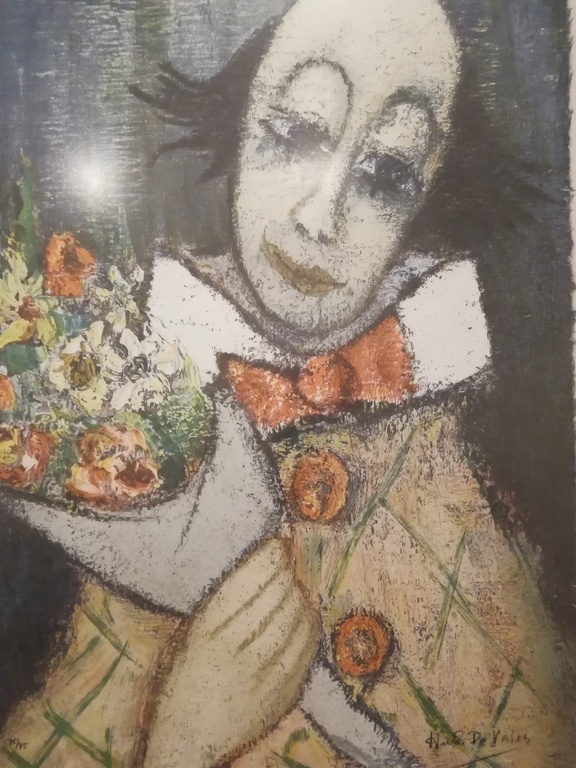 Hubert De Vries 1899 - 1979 - litho op handgeschept papier - clown met bloemen kopen? Bied vanaf 100!