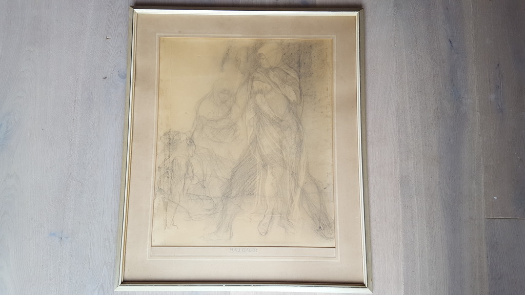 Marius Bauer (1867-1932) - Vrouwen met baby, tekening - gemonogrameerd kopen? Bied vanaf 1!