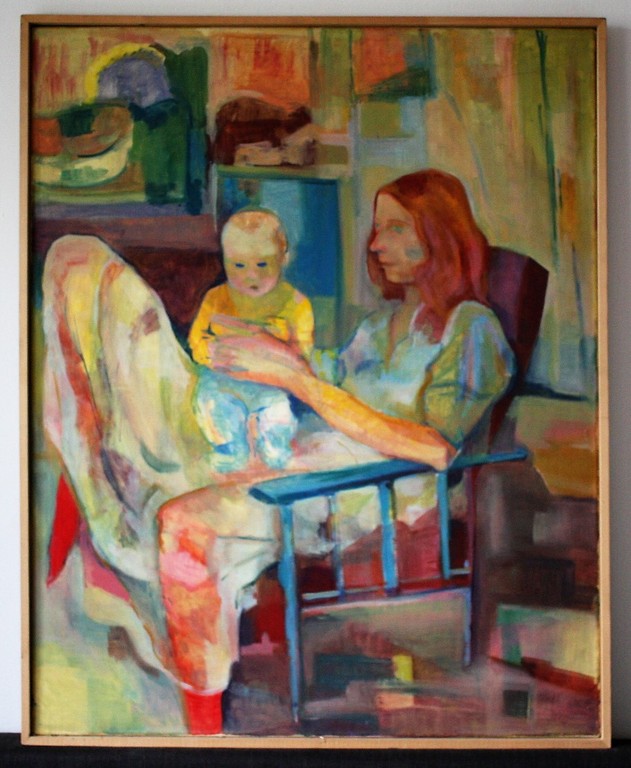 Evelyne Pommier, olieverf op doek, Jane en haar Baby kopen? Bied vanaf 100!