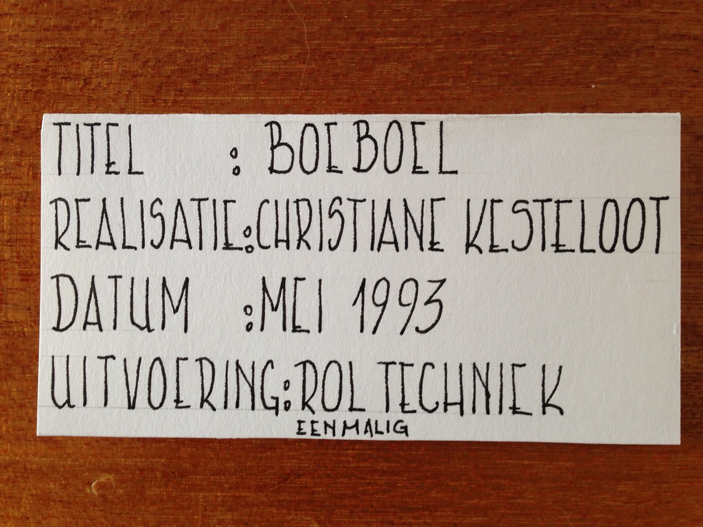 UNIEK WERK van Christiane Kesteloot, roltechniek, 'Boeboel' uit 1993 kopen? Bied vanaf 85!