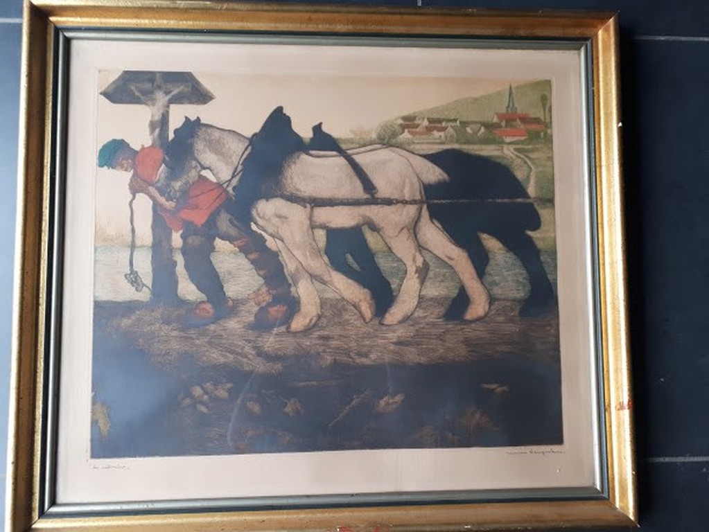 Maurice Langaskens zeer grote kleurenets, gesigneerd, ingelijst kopen? Bied vanaf 100!