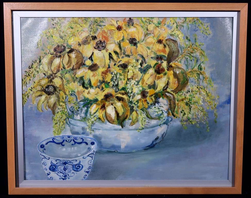 Herman Lievers: Olieverf op doek, Helianthus - Ingelijst kopen? Bied vanaf 1!