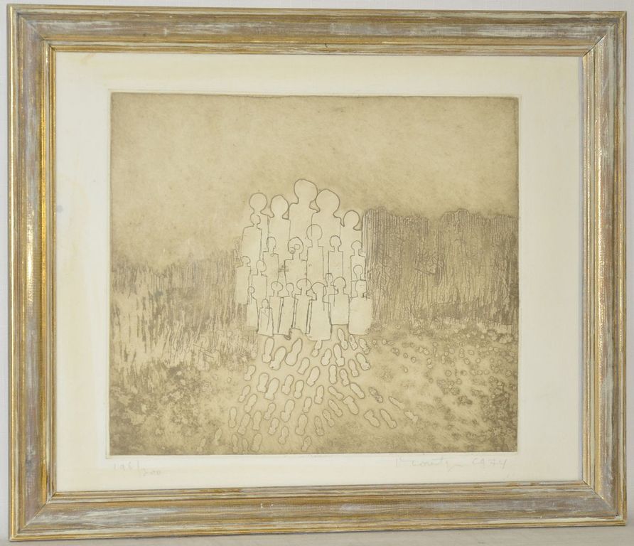 Jan Montyn: Kleurenets/aquatint. Figuren verkocht voor € 270!
