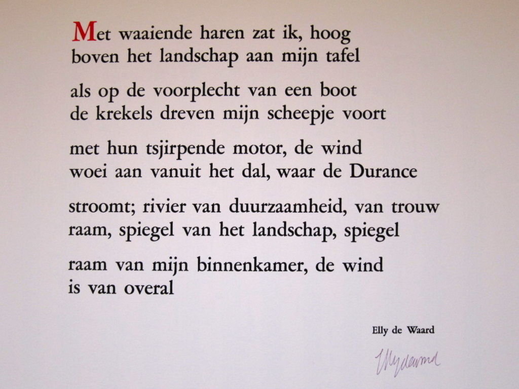 Elly de Waard. Zeefdruk gesigneerd. Gedicht kopen? Bied vanaf 1!