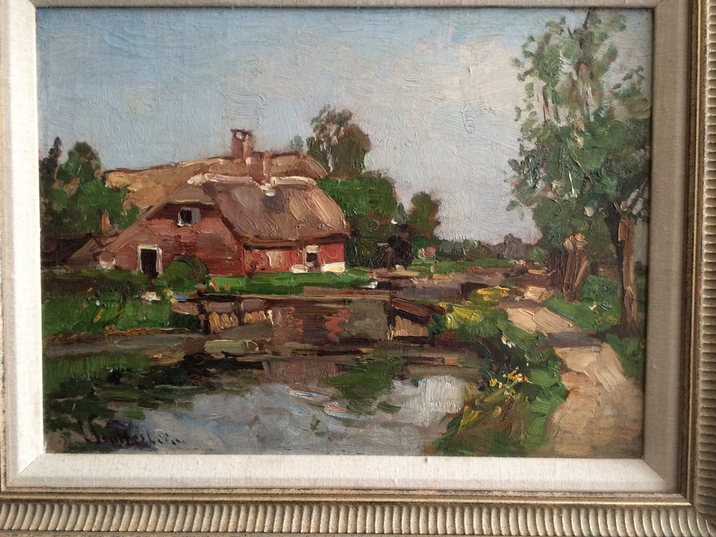 Louis Stutterheim - Boerderij langs de beek (olieverf) kopen? Bied vanaf 249!