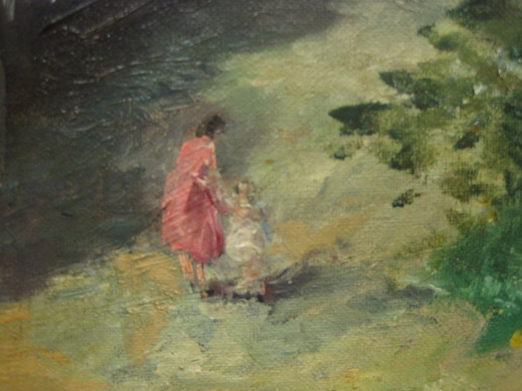 Herman Moerkerk 1879-1949 "moeder en kind bij chalet"olieverf ca. 1920  kopen? Bied vanaf 1!