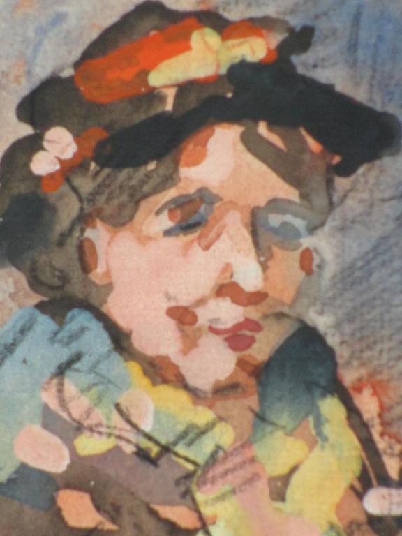 Herman Moerkerk, Vrouw met hoed, Gemengde techniek verkocht voor € 40!