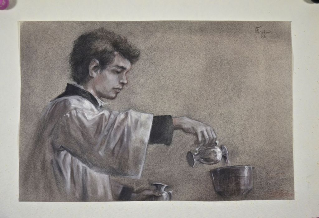 Bob Fernhout: Pasteltekening. Misdienaar. kopen? Bied vanaf 1!