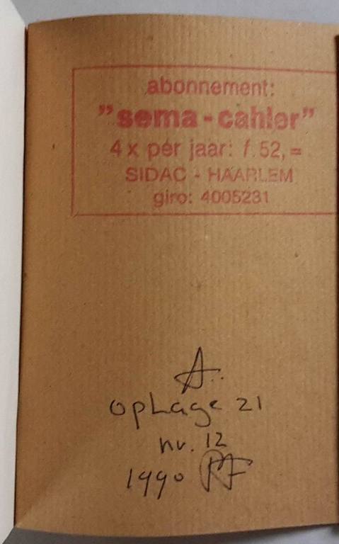 Sema Cahiers no. 1 t/m 4, 1990, gesigneerd kopen? Bied vanaf 40!