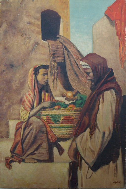 Gesigneerd ‘Max’ : Olieverf op doek – Oriëntaalse voorstelling – 60 x 40 cm  kopen? Bied vanaf 1!