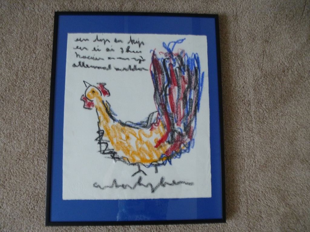 Anton Heyboer, gouache, kip kopen? Bied vanaf 275!