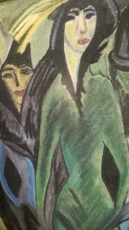 Onbekend kunstenaar naar Kirchner,Pure Art Déco - aquarel,Les dames du quartier kopen? Bied vanaf 30!