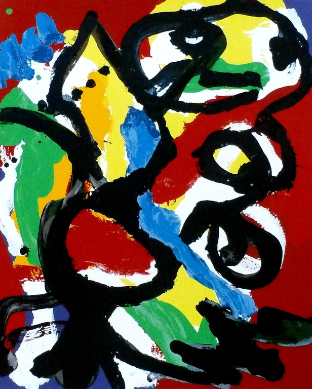 Karel Appel - zeefdruk: Bird in summerlandscape - 1977 verkocht voor € 300!
