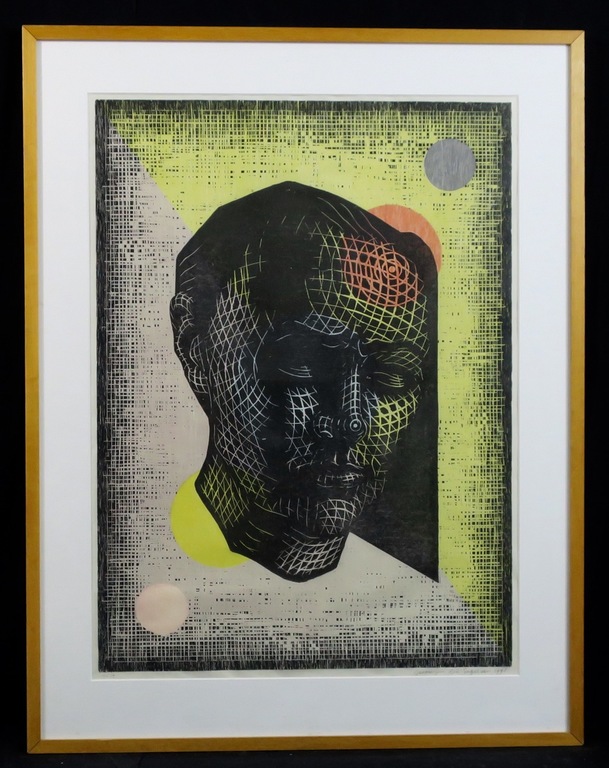 Jacomijn den Engelsen: Houtsnede, Zonder titel - Ingelijst kopen? Bied vanaf 50!