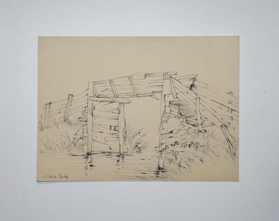 Floris Tiele - Floris Jan Tiele, Tekening, Bruggetje Giethoorn 1945 kopen? Bied vanaf 15!