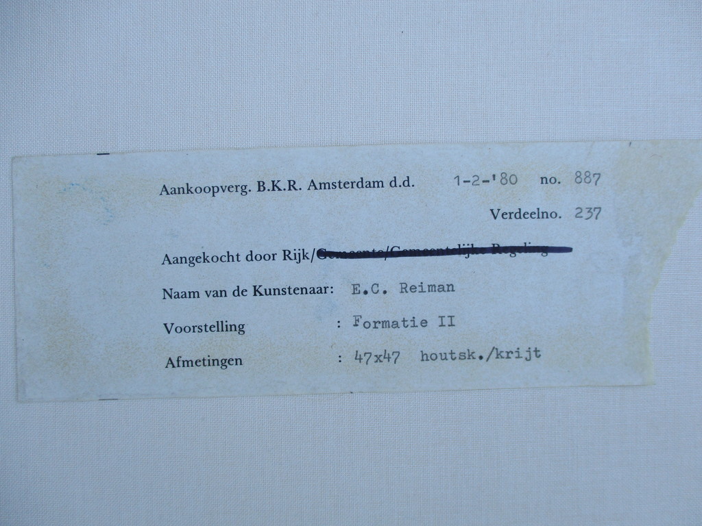 Eric Reiman: Houtskool/krijt, Formatie II kopen? Bied vanaf 55!