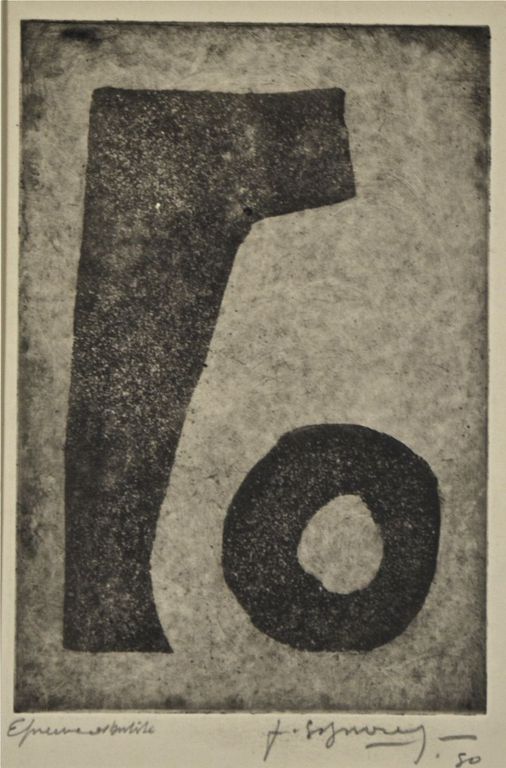 Jean Signovert: Ets/aquatint. Abstracte compositie verkocht voor € 35!