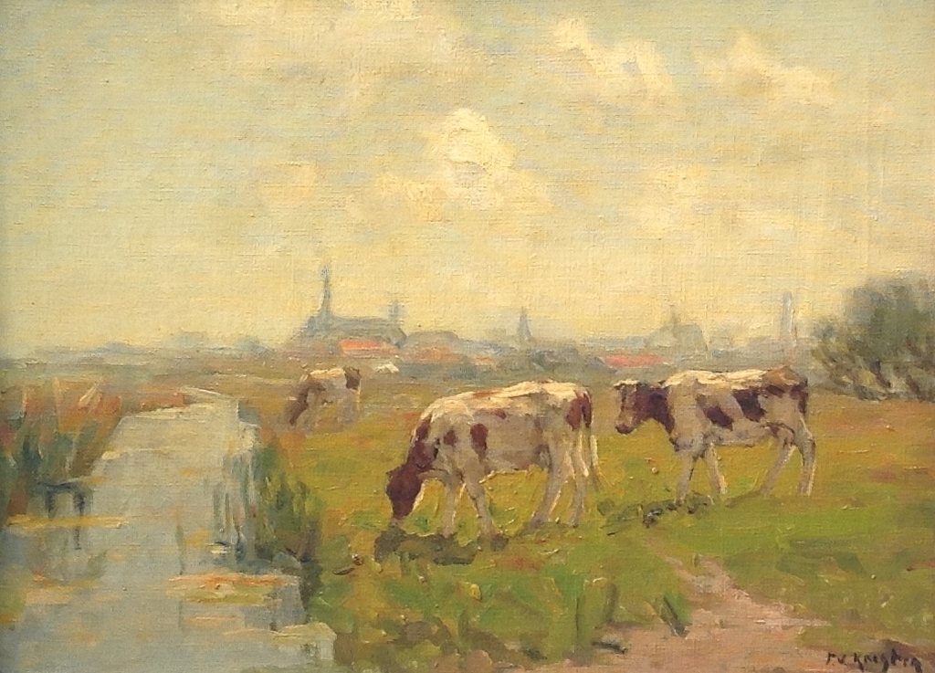 Fedor van Kregten, Koeien in landschap  verkocht voor € 300!