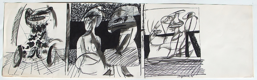 Martin Engelman, twee tekeningen inkt op papier, 1965  kopen? Bied vanaf 40!