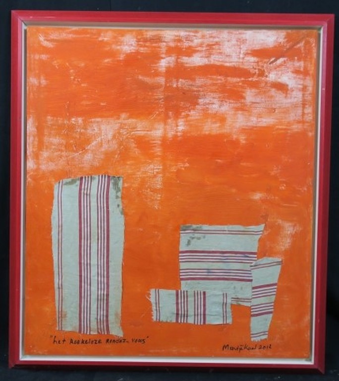 Meertje Kaal: Stof en Acryl op doek, Het roekeloze rendez-vous - Ingelijst kopen? Bied vanaf 1!