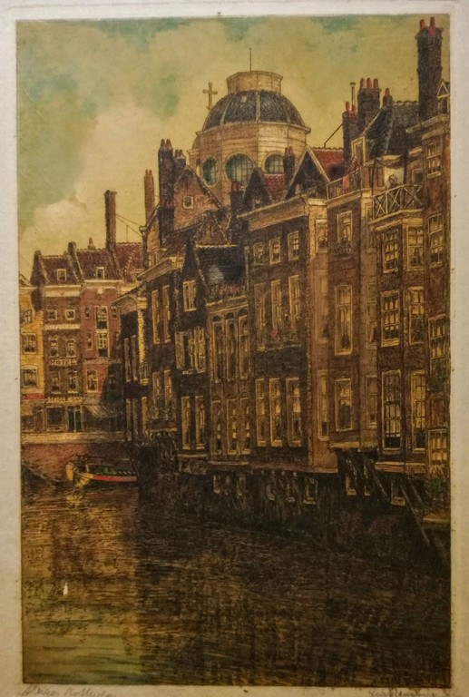 Eugene Rensburg (1872 - 1956), kleurenets van Rotterdam, handgesigneerd kopen? Bied vanaf 5!