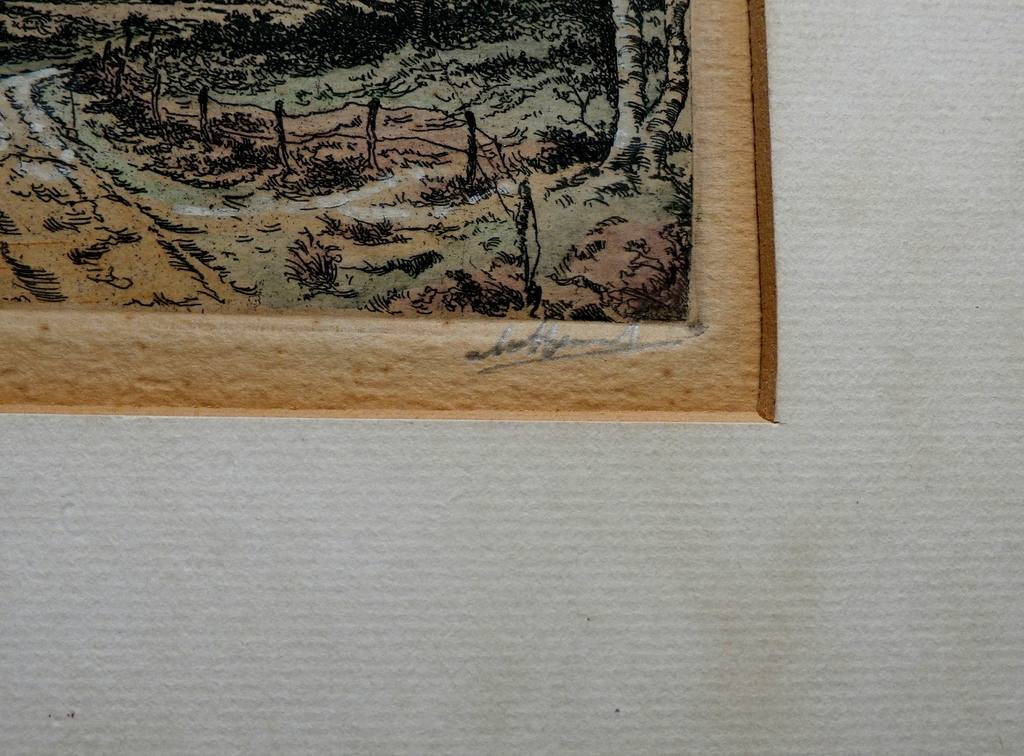 Onbekende kunstenaar - ingekleurde ets: landschap kopen? Bied vanaf 1!