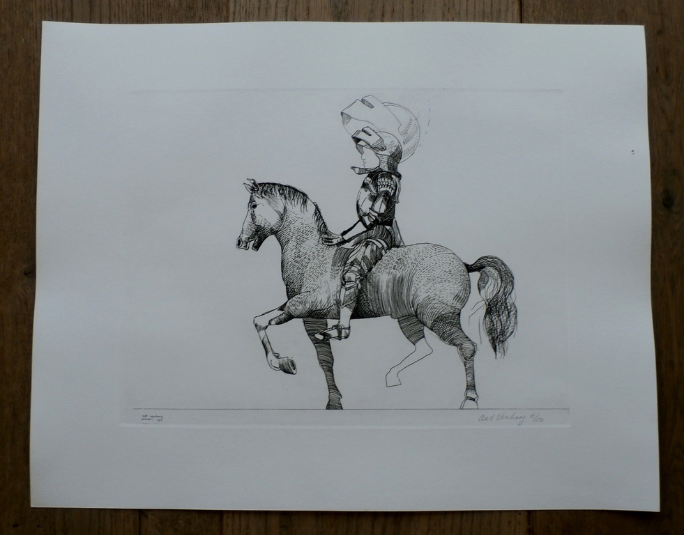 Aat Verhoog - Ets: Ridder op paard - gesigneerd kopen? Bied vanaf 50!
