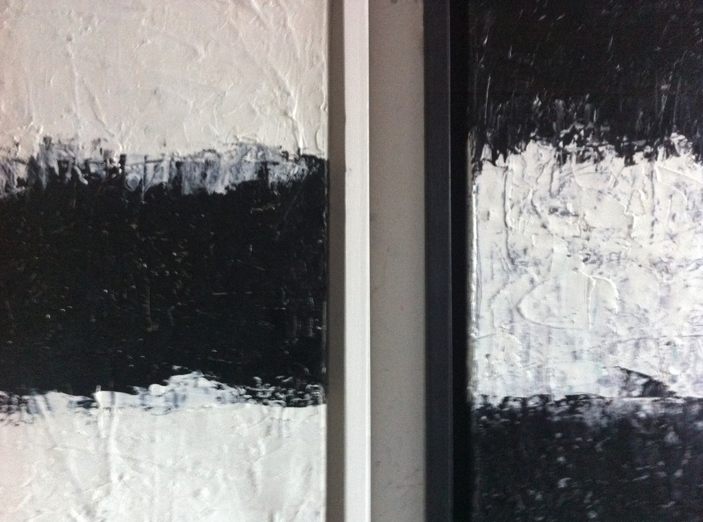 " Black White Black " - John Foppen - 2 stuks - Pendant-ingelijst-Gesigneerd.  kopen? Bied vanaf 129!