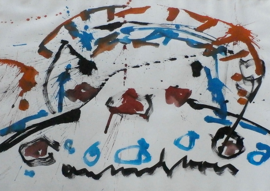 Laatste Keer: Anton Heyboer-  grote  aquarel: Abstract - gratis verzending (*) verkocht voor € 450!