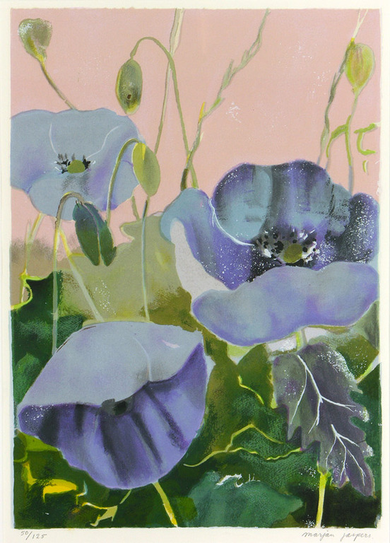 Marjan Jaspers, zeefdruk: Klaprozen I kopen? Bied vanaf 35!