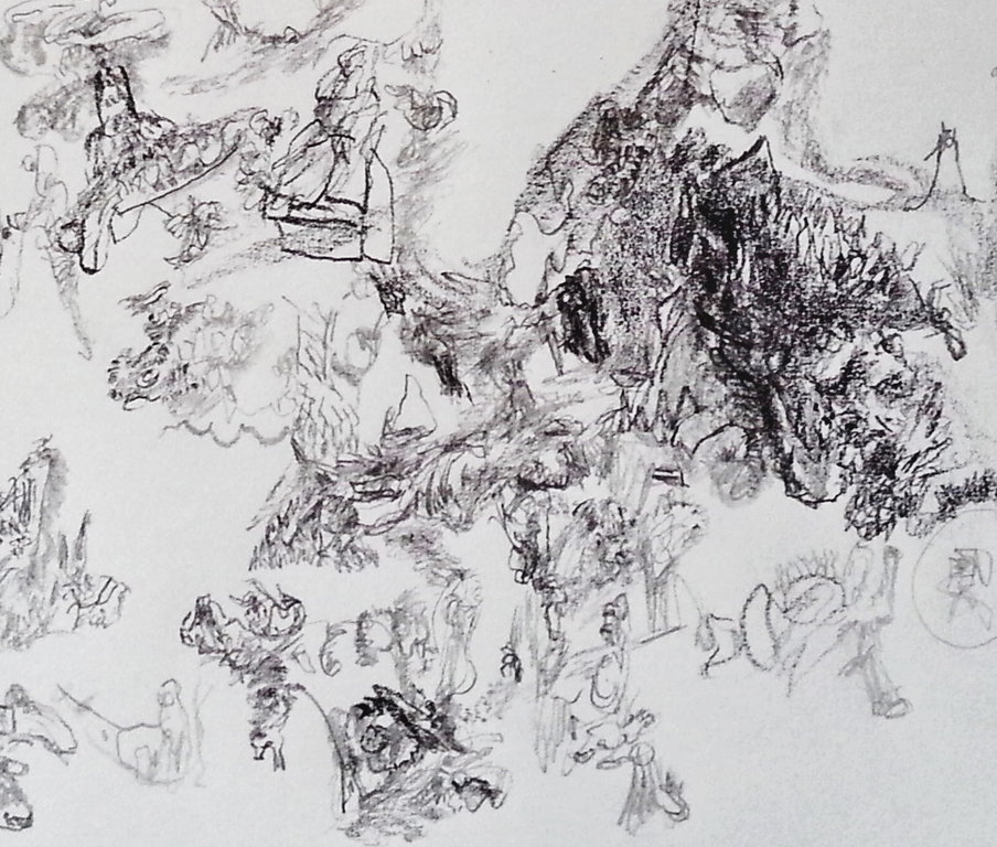 PAUL LOUIS VAN DEN BERGH (1967-  ) Grote Tekening - "Dreef" - 2015 kopen? Bied vanaf 145!