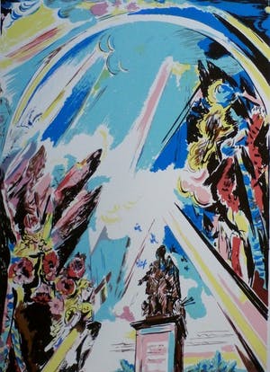 Flor Hermans - Litho: Rubensland - 1977 + gesigneerd gedicht Gerrit Kouwenaar kopen? Bied vanaf 99!